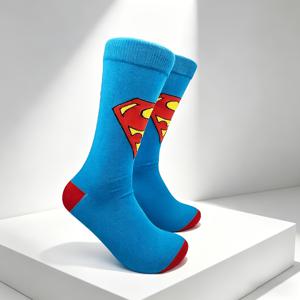 TEMU 남녀 공용 레트로 슈퍼맨 크레이지 압박 양말 1켤레, 슈퍼맨 만화 양말, 남녀공용 힙합 크루 양말, 남성용 양말, 남성 양말, 남성 긴 양말, 남성 양말, 남성용 양말