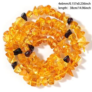 TEMU DIY 주얼리 제작용 천연 호박석 구슬 1줄 4x6mm, 불규칙하고 임의적인 모양의 구슬 주얼리 제작용 팔찌 목걸이, 생일 선물, 할로윈 크리스마스 선물, 분위기 장식