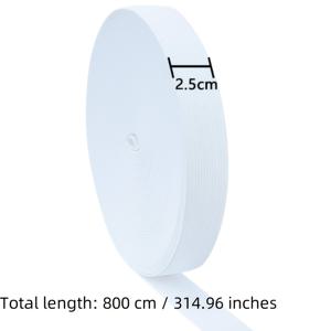 TEMU 1롤 탄성 실 스풀, 벨트 바지 및 공예 DIY용 고탄력 니트 밴드, 1인치 폭, 길이 314.96인치