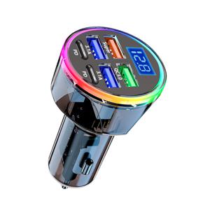 TEMU 최신 2024 모델 6-in-1 USB-C 차량용 충전기, 2PD + 4USB-A 포트, 전압 표시, iPhone 및 휴대폰과 호환되는 초고속 Power Delivery, 여행용 충전기, 자동차 충전, 현대적인 디자인의 슬림한 카 액세서리, 고속 충전, 내구성 있는 제작, 빠른 충전 허브, 전압 표시기 탑재, 테크 사랑하는 사람들을 위한