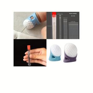 TEMU 3개 세트: 손바느질 바늘, 손가락 보호대, 뜨개질 도구, 미끄럼 방지 십자수 바늘 슬리브
