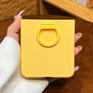 TEMU 도파민 앤티크 화이트/라이트 퍼플/핑크/시안/옐로우 스킨감 일체형 링 스탠드 플립 커버 낙하 방지 휴대폰 케이스, Z Flip7, Z Flip7 FE, Z Flip6, Z Flip5용