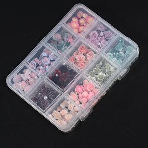 TEMU 12구 3D 레진 플로럴 네일 아트 라인스톤 & 참 - 우아한 컬러풀 플라워 합성 보석 네일 아트 키트, DIY 네일 디자인, 무취 매니큐어 & 페디큐어 공예 액세서리, 네일 아트 용품