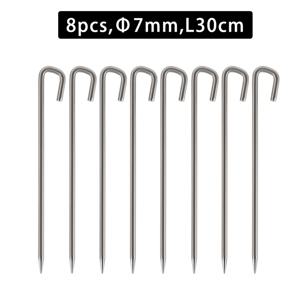 TEMU Soomloom 20cm/25cm/30cm 스테인리스 스틸 텐트 말뚝 - 직경 6/7mm 고하중 캐노피 텐트 페그 말뚝 못, 캠핑, , 강풍용 - 8개입/팩