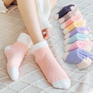 TEMU 8켤레 여성 수면양말 세트, 두꺼운 양말 긴거, 발목 중목 긴 양말, 겨울 추위 방지, 따뜻한 홈웨어 보온 양말, 실내 숙면 양말