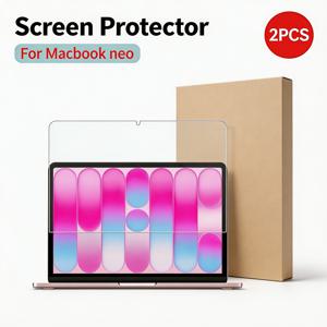 TEMU 맥북 Neo 13인치 A18 Pro (2026년형) 호환용 강화유리 노트북 화면 보호필름 2개 세트, 스크래치 및 마모 방지, HD, 충격 방지, 카메라 컷아웃과 호환, 간편한 부착, 노트북 화면 보호, HD 강화유리 필름