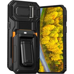 TEMU 휴대폰 케이스 - 아이폰 17 Pro Max 지갑 카드 홀더 케이스 [3-5 카드]용 기계 스타일 시리즈, 견고한 반자동 카드 슬롯 및 킥스탠드 케이스, 아이폰 13/14/15/16 Pro Max (매트 블랙)