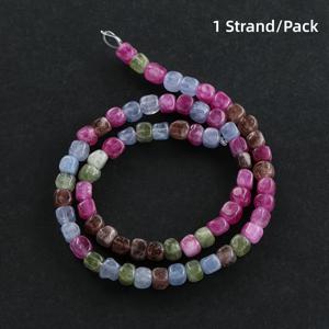 TEMU 천연석 사각 큐브 비즈 1줄 (약 67개입), 5.5mm 크기, 팔찌 및 목걸이 제작 용품 포함, 주얼리 공예에 적합