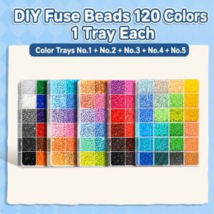 TEMU 120색 2.6mm 버닝 비즈 | 픽셀 아트 챌린지, 이상적인 핸드메이드 선물 퍼즐, 총 5박스, 플라스틱 재질