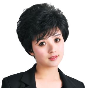 TEMU 1개 여성용 짧은 곱슬 가발, 사이드 뱅 포함, 패셔너블 엄마 가발, 한국 스타일