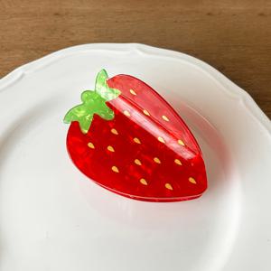 TEMU 여성을 위한 달콤하고 귀여운 니치 딸기 머리핀 1개, 고급 대형 뒤머리 집게핀/샤크클립 헤어 액세서리, 데일리용으로 적합