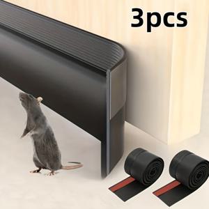 TEMU 78인치 자가 점착식 문 하단 틈막이 3개 세트, 내구성 좋은 고무, 소음 감소, 방풍, 방연, 방진, 방쥐, 에너지 절약 문 막이, 바람과 먼지로 인한 문 틈막이를 막는 마법의 도구