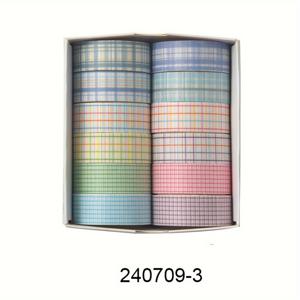 TEMU 12롤/박스 아름다운 컬러 체크 무늬 와시 테이프, 다양한 스타일, 스크랩북 테이프, 정크 저널 용품, 공예 테이프, 플래너 추가 테이프