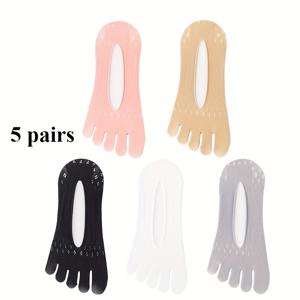 TEMU 3켤레/5켤레 여름 통기성 편안한 메쉬 토우 양말, 실리콘 미끄럼 방지 뒤꿈치, 얕은 입구 보이지 않는 보트 양말, 패셔너블하고 실용적임