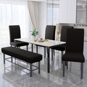 TEMU 5개 Sliky Fiber Fabric Elastic Chair and Bench Covers Combo, 현대적인 홈 침실 식당 애완동물 친화적