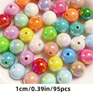 TEMU 480/190/95개 6/8/10mm 멀티컬러 AB 컬러 아크릴 이중 색상 구슬, DIY 주얼리 제작용, 팔찌 목걸이 매력적인 구슬 공예품 액세서리