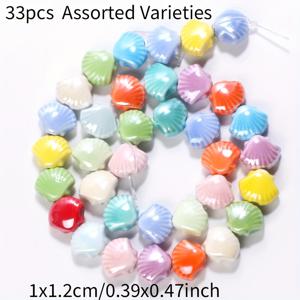 TEMU 10X12mm 33개 랜덤 세라믹 혼합 색상 조개껍데기, 주얼리 수제 재료 커플 팔찌, 목걸이, 귀걸이, 키체인, 가방 체인, 휴대폰 펜던트, 할로윈, 부활절, 킹스데이 선물, 형제 및 친구를 위한 선물, 펜 케이스 펜던트