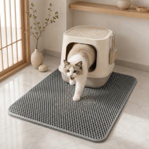 TEMU 고양이 모래매트 사막화방지 벌집매트 이중구조 모래포집 모래 안튀는 발바닥 모래 감소 방수 미끄럼방지 70x120cm 대형 고양이 화장실 매트