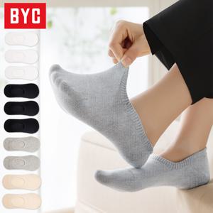 TEMU 10족 BYC 여성용 페이크삭스 양말, 덧신, 벗겨짐 방지, 데일리 단색 여자 양말세트, 사계절, 학생, 교복, 패션