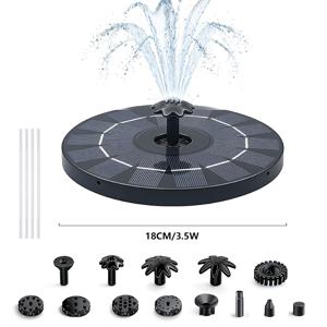 TEMU 3.5W 18cm 태양광 실외 분수 (교체 가능한 노즐 10개 포함) – 풀, 빌라, 수족관, 연못용 고품질 워터 펌프 – 간편한 설치를 위한 원형 욕조 및 튜브 포함, 태양광 분수