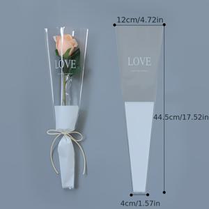 TEMU 50개 나비 꽃 포장 백, LOVE 싱글 백 포장 싱글 장미 - 우아한 화이트, 핑크, 블랙 플라스틱 부케 세트, 생일, 결혼식, 어버이날, 발렌타인데이 축제 부케에 적합, 멀티 백 장미 투명 사다리꼴 백