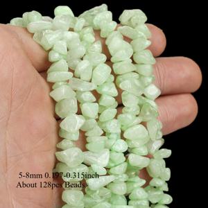 TEMU 128개 ASVRAI 천연 그린 칼세도니 스톤 비즈 - 5-8mm 라운드 스페이서 비즈, DIY 주얼리 제작용 루즈 칩, 수제 팔찌 & 목걸이, 공예용 천연 스톤 비즈, 교정된 사이즈 (DIY 및 상업용에 적합)