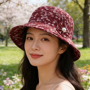 TEMU 여성용 야외 캐주얼 햇으며 우아한 꽃무늬 프린트와 넓은 챙의 버킷햇. 봄과 여름을 위한 가볍고 통기성 좋은 제품, 해변, 공원, 여행에 적합. 패셔너블함과 다양한 캐주얼 상황에 적응 가능. 여섯 가지 색상 제공
