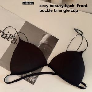 TEMU 소부장을 위한 '직진' 프렌치 무 프론트 클로저 백리스 브라, 얇고 심리스 스트랩리스 브라 (좁은 스트랩), 조절 가능한 어깨 스트랩, 사계절 착용, 여름 캐주얼 의상