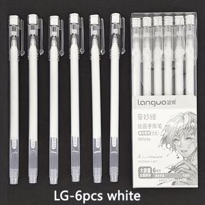 TEMU 6개입 랑구 젤 펜 | 0.6-1.0mm 팁, 블랙 & 화이트, 대용량, 편안한 그립감, 필기, 미술 드로잉, 쓰기, 학교 및 사무용품에 적합