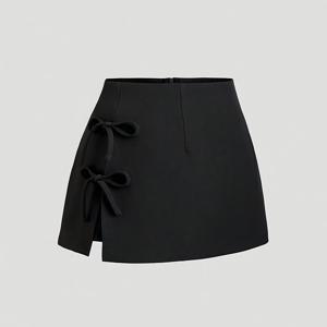 TEMU 봄, 여름용 나비 매듭 매듭 섹시 슬릿 A라인 미니 스커트