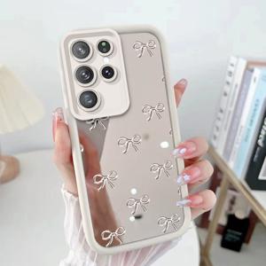 TEMU 휴대폰 케이스 - 실버 와타나베 보우 타이 메이크업 거울 케이스 (삼성 S22 S23 S24 S25 S26 PLUS/+FE PRO ULTRA A07 A17 A71 A72 A73 M36 5G 휴대폰 케이스) - 크리스마스 및 새해 축하 행사 선물용으로 이상적