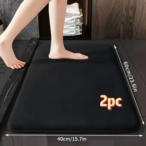 TEMU PVC 뒷면 1/2 플러시 메모리폼 욕실 매트 - 고급스러운 단색 기하학 패턴 | 소프트 코랄, 욕실 입구, 침실, 싱크대 밑, 욕실 바닥 매트용