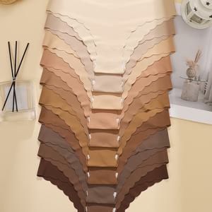 TEMU 10팩 - 스위트 컬러 시리즈, 피부 친화적이고 편안한 여성용 팬티, 원피스 웨이브 레이스 스포츠 피트니스 여성용 삼각 브리프