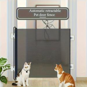 TEMU 고양이와 강아지 애완 동물 게이트 울타리 - 드릴 불필요 retractable 메시 울타리, 간편한 설치, 실내 계단 안전 울타리, 뛰어오름 방지 울타리, 계단, 복도, 방에 적합, 애완 동물 게이트, 계단 보호, 실외, 실내, 사무실 및 가정에서 사용 가능