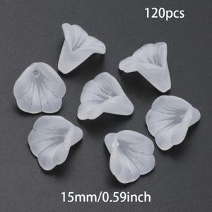 TEMU 15mm 120개 대형 긴 트럼펫 꽃 무광 백색 아크릴, DIY 주얼리 만들기에 적합 - 팔찌, 목걸이, 귀걸이, 열쇠고리 및 헤어 액세서리에 완벽하게 어울림