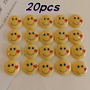 TEMU 20개 노란색 스마일이와 하트 모양의 레진 장식 세트. 주얼리, 휴대폰 케이스, 헤어 액세서리, 수공예품 제작에 적합합니다.