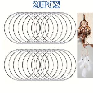 TEMU 공예용 금속 링 20개, 8cm/3.15인치 은색 철제 링, 화환용 링, 드림 체이서용 재료 링, DIY 마크라메 용품, 화환 제작 용품