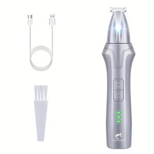 TEMU LED 조명이 있는 강아지 발톱 트리머, 2단 속도 조절, 고출력 모터, 강아지와 고양이용 발톱 트리머, 안전한 저소음 전기 발톱 털 정리기, 발, 귀, 얼굴, 엉덩이용