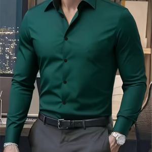 TEMU 고급 남성용 솔리드 컬러 셔츠, 심플한 출근용 긴팔 상의, 봄과 가을에 적합, 내부 및 외부 착용 가능