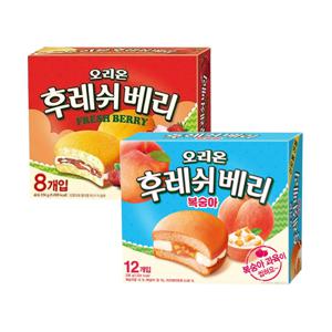 TEMU [냠냠상회] 오리온 후레쉬베리 딸기맛+ 복숭아맛 336g x 각1개 디저트 프리미엄 피치 개별포장 사무실 간식 과자 파이