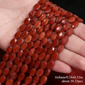 TEMU 6x8mm AA 천연석 레드 재스퍼 각면 타원형 루즈 스페이서 비즈, 여성용 선물용 화려한 팔찌 목걸이 귀걸이 DIY 주얼리 제작용 액세서리