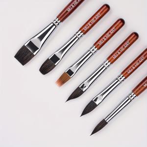 전문 화가용 6pcs 멀티 쉐입 브러쉬 세트, 아크릴, 유화, 수채화, 파스텔 페인팅에 적합, 전문 예술용, 휴대용 스케치