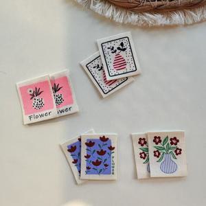 TEMU 예술적이고 신선한 꽃무늬 우븐 라벨 패브릭 패치, 귀여운 장식용 패브릭 태그, 핸드 스티칭 DIY 장식 액세서리