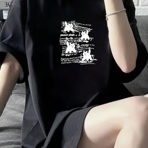 TEMU 플러스 사이즈, #008 스위트 앤 시크 커플용 반팔 상의, 트렌디한 봄 신상품, 플러스 사이즈 티셔츠, 스위트 앤 쿨 스타일, 편안한 상의