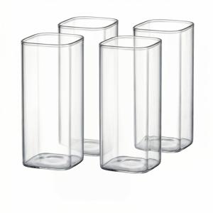 TEMU 4개 세트, 350ml / 12.31oz, 식품 등급 가정용 심플 고붕규산유리 정사각형 컵, 커피, Cold Drink, 버블커피, 주스, 꽃차/과일차용