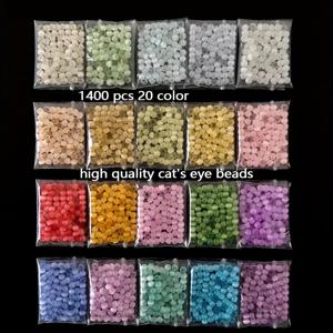 TEMU 고급 유리 고양이눈석 브러시드 라운드 루즈 비즈 1400개, 팩당 5g, 총 100g/3.53oz, 4mm 6/0, 20가지 색상, DIY 주얼리 제작용, 팔찌, 목걸이, 귀걸이, 머리핀, 팔찌에 적합, 엄마 또는 친구를 위한 선물
