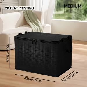 TEMU 뚜껑 있는 2D 평면 프린팅 정사각형 빨래 바구니 1개 | 디자인, 플립탑 수납, 지퍼 잠금 및 손잡이, 어두운 그리드 라인, 100% 폴리에스터 원단, 장난감 방 수납 및 선반 바구니용 다목적, 2D 평면, 선반 바구니