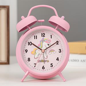 TEMU 4.5인치 귀여운 유니콘 알람 시계 (기계식 더블 벨 포함) - 저소음 작동, 핑크 & 디자인, 홈 데코 & 선물용으로 적합, 튼튼한 철제 프레임, 배터리 작동 (배터리 미포함), 선물 아이템|재미있는 디자인|튼튼한 구조