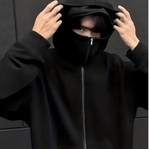 TEMU 남성용 마스크가 있는 멋진 후드 스웨트셔츠, 남성용 캐주얼 단색 풀오버 후드 스웨트셔츠, 캥거루 포켓 스트리트웨어와 함께, 겨울 및 가을 선물용으로 적합합니다.