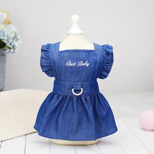 TEMU 1개 강아지 고양이 프린트 폴리에스터 여름 원피스 - 얇은 민소매 레터 디자인 탑, 소형견 및 고양이를 위한 민소매 탱크 탑, 간편한 풀온 스타일